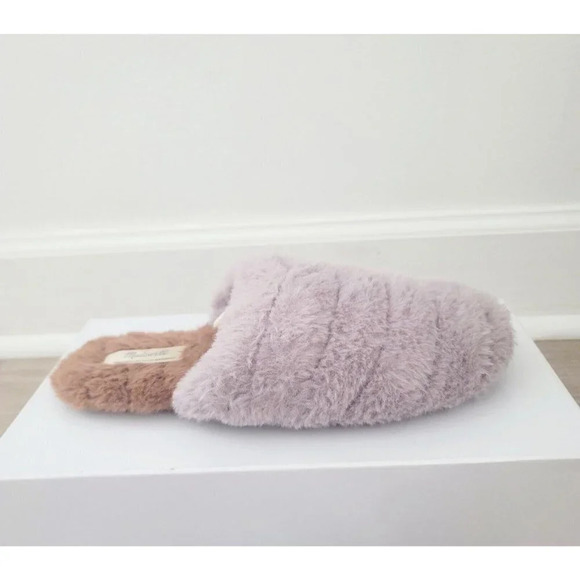 Madewell Quilted Scuff Slippers Recycled Faux Fur Dusty Purple Slip On Shoes 6 - Picture 4 of 9